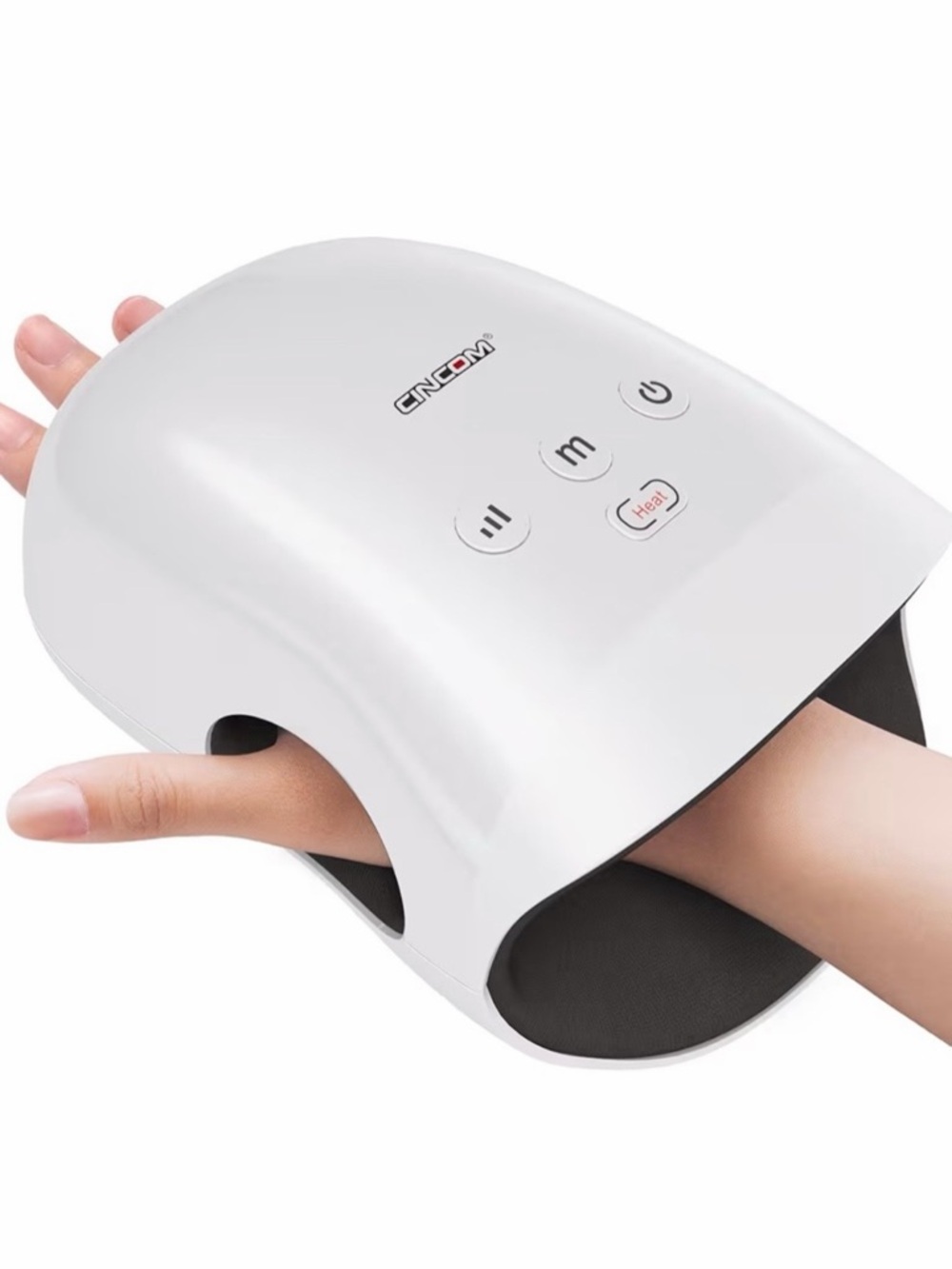 White Electric Hand Massager with Soft Black Interior